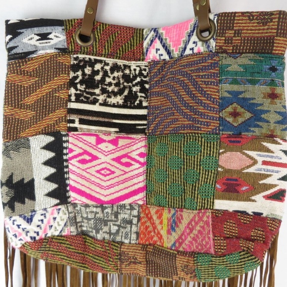 Raj L.A. Anthropologie Patchwork Fringe Bag NWT - Picture 2 of 7